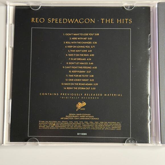 REO Speedwagon – The Hits CD (1988, Epic EK 44202) Greatest Hits Compilation - Picture 7 of 7